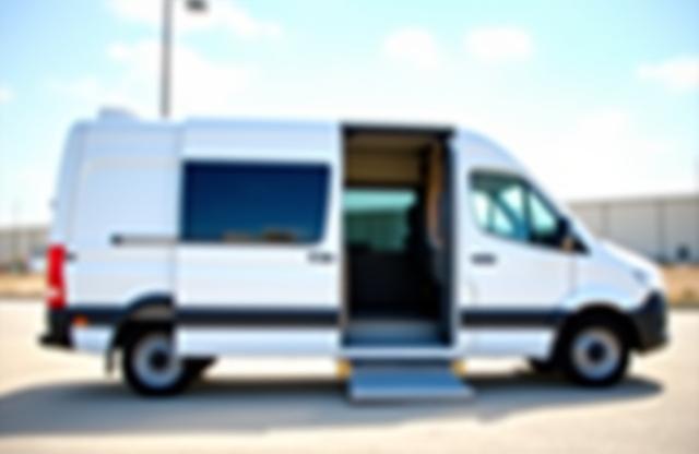 Exterior view of a clean, modern wheelchair accessible van.